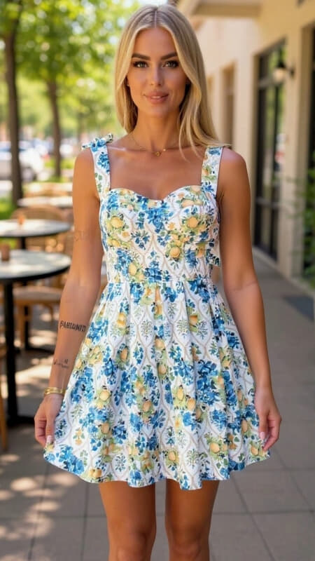 Boho Φόρεμα Mini Ραντάκι με Φιόγκους & Πιέτες