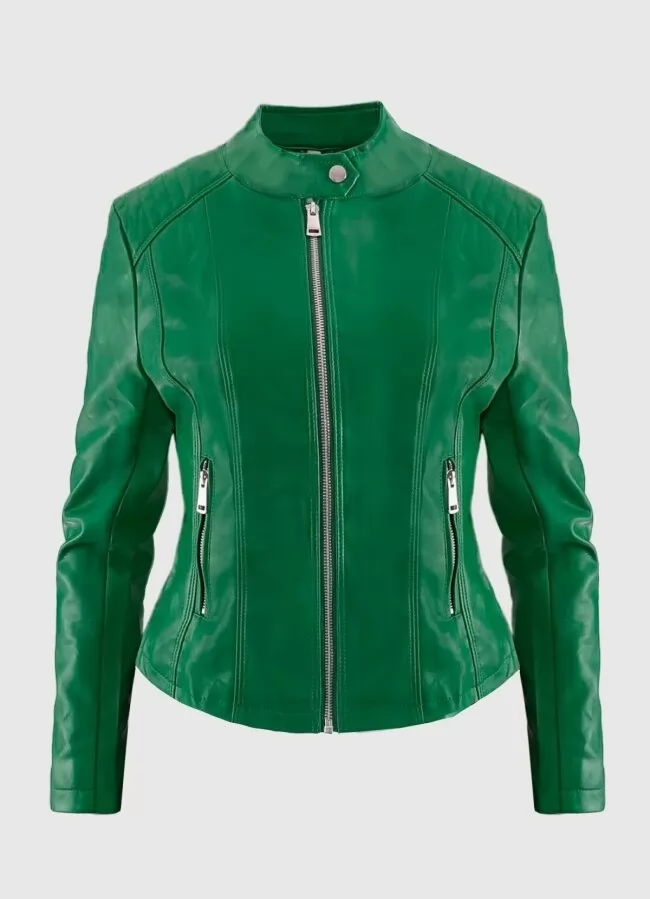 Parizianista δερματίνη jacket μεσάτο - Πράσινο