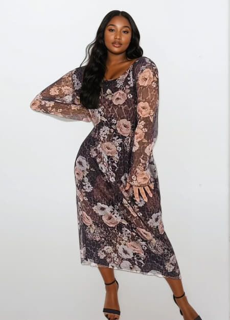 floral φόρεμα maxi μουσελίνα
