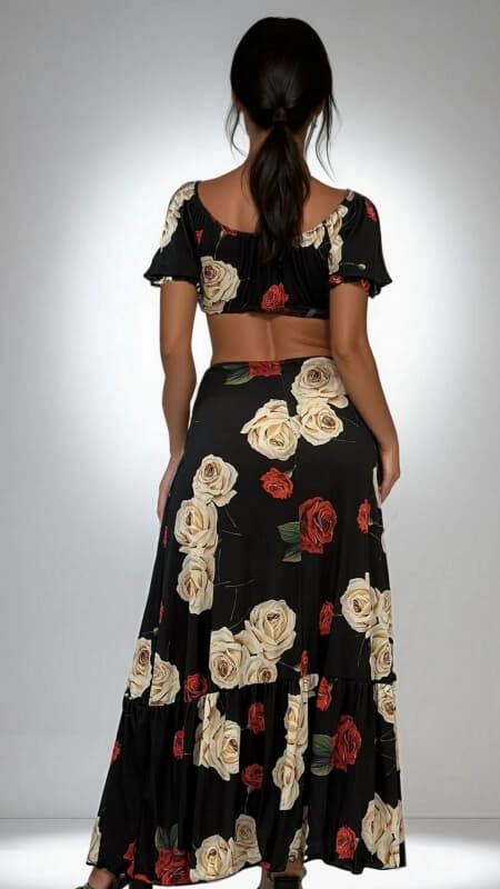 floral maxi φόρεμα με ανοίγματα στο πλάι