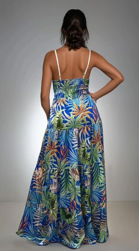 floral maxi φόρεμα τιράντα δετό μπροστά