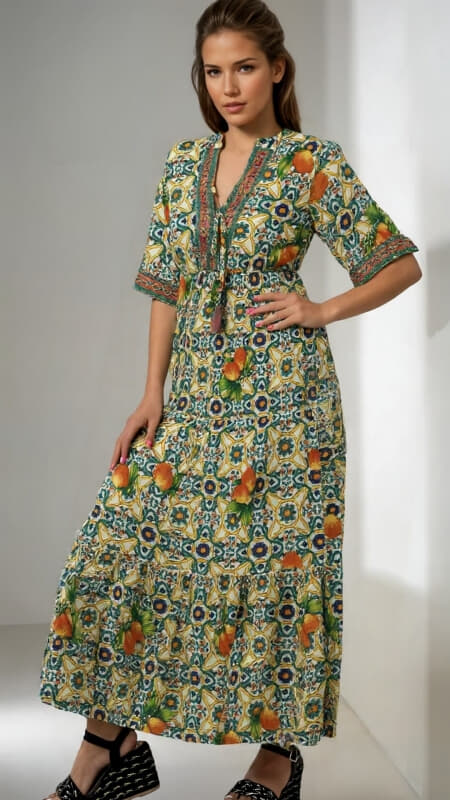 φόρεμα maxi boho ''lemons''