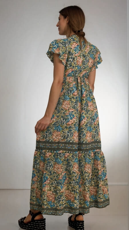 φόρεμα maxi boho με λάμψη στο μπούστο & κορδόνι
