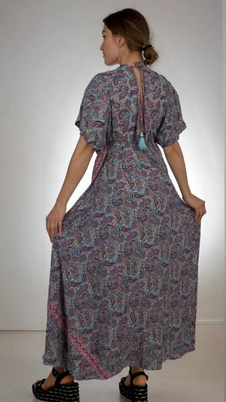 φόρεμα maxi boho με V στήθος & πλάτη