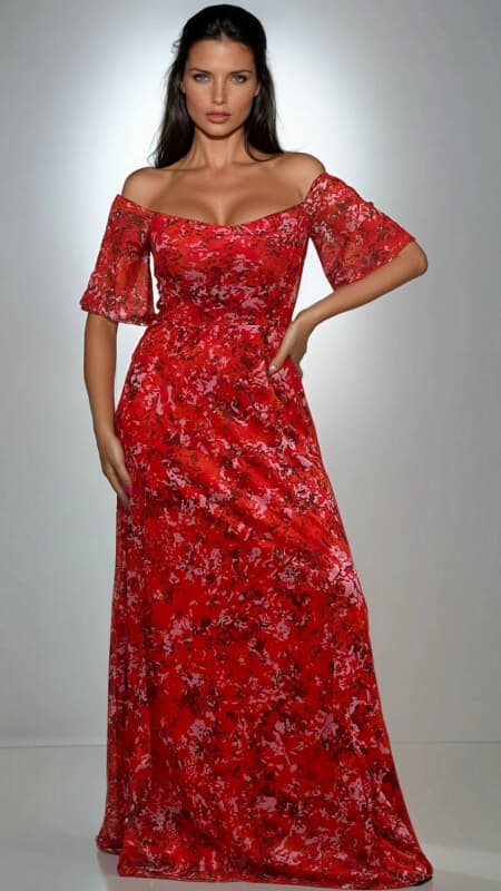 φόρεμα maxi floral έξωμο