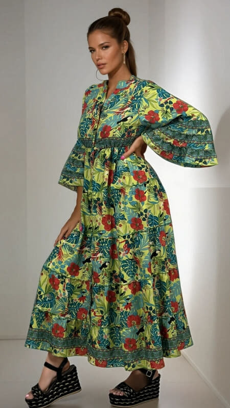 φόρεμα maxi floral  σεμιζιέ