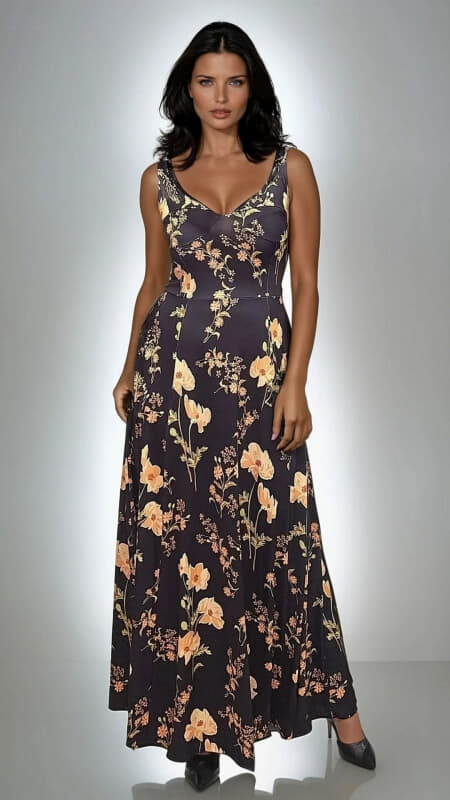 floral φόρεμα maxi κλος με τιράντα