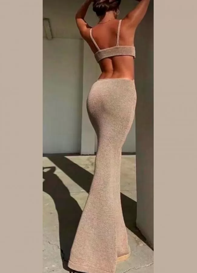 φόρεμα maxi lurex cut out με τιράντες
