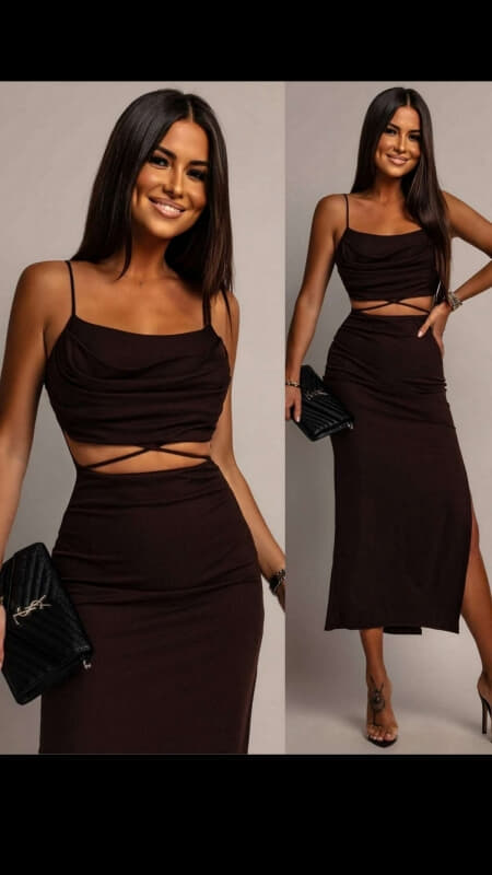 ριπ φόρεμα maxi τιράντα cut out με σκίσιμο