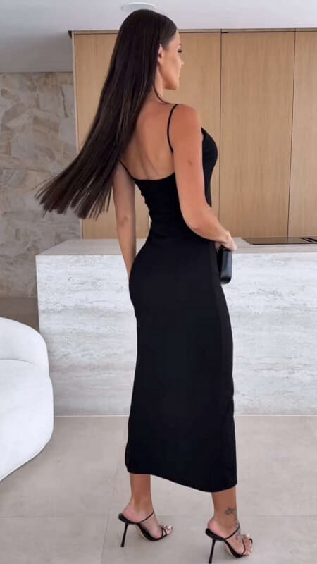 φόρεμα maxi τιράντα με σκίσιμο