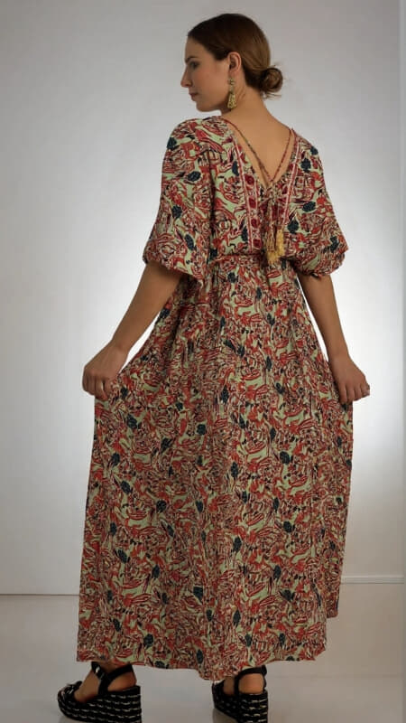 φορέματα maxi boho με V ντεκολτέ & πλάτη