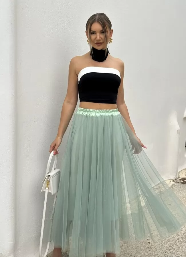 φούστα tutu maxi με σατινέ λάστιχο στη μέση