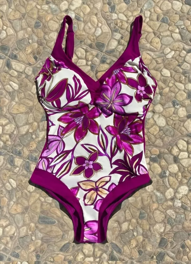μαγιό ολόσωμο floral μεσάτο με μπανέλα & ενίσχυση