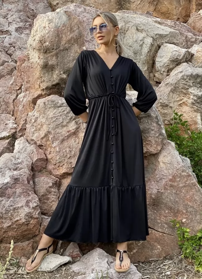 maxi αέρινο φόρεμα με κουμπάκια