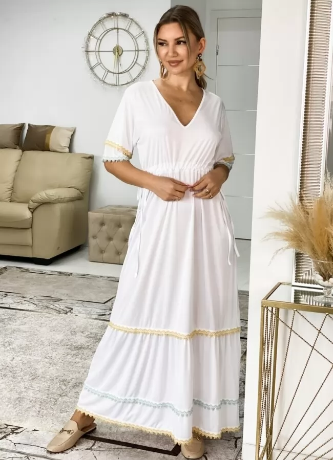 maxi boho φόρεμα αέρινο με τρέσες