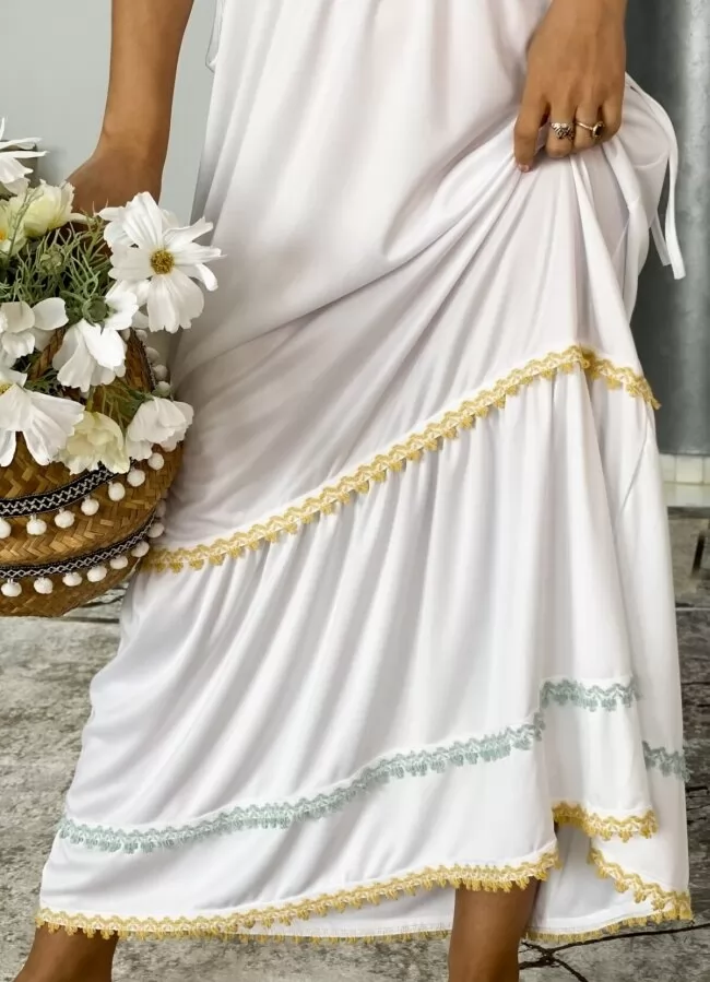 maxi boho φόρεμα αέρινο με τρέσες