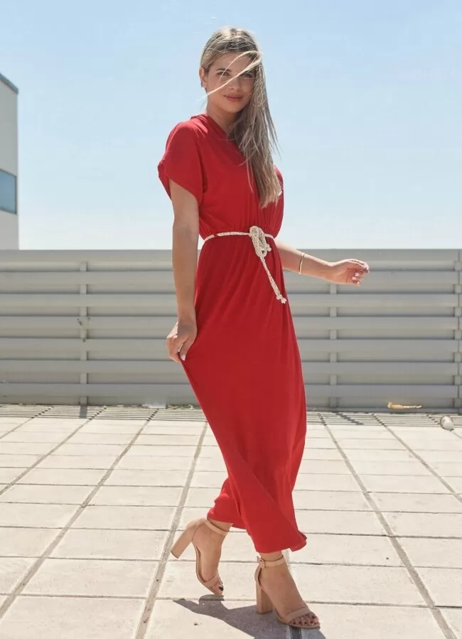 maxi φόρεμα αέρινο με ζωνάκι