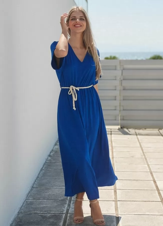maxi φόρεμα αέρινο με ζωνάκι