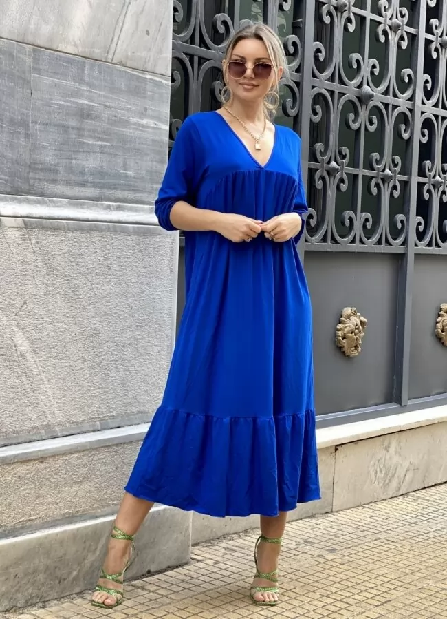 maxi φόρεμα με βολάν