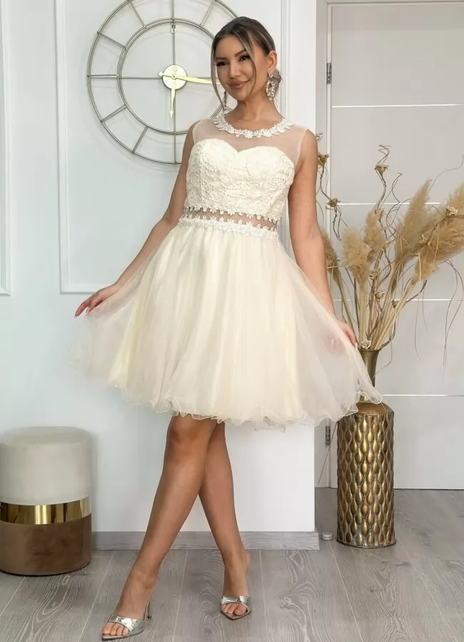 mini φόρεμα tutu με δαντέλα στο ντεκολτέ