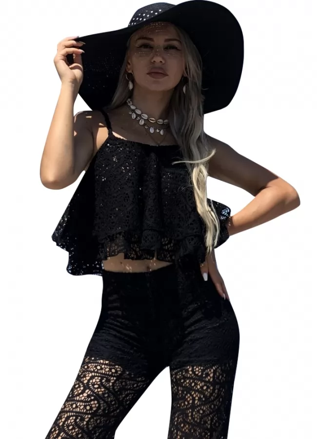 Lace blouse with straps