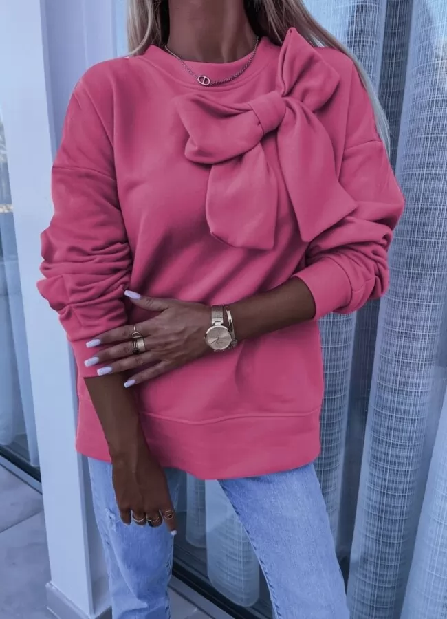 Parizianista μπλούζα φούτερ με φιόγκο - Ροζ