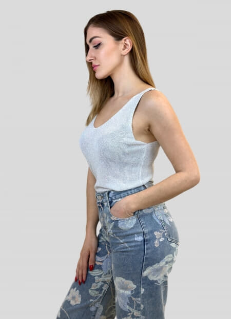 μπλούζα lurex λεπτό πλεκτό τιράντα