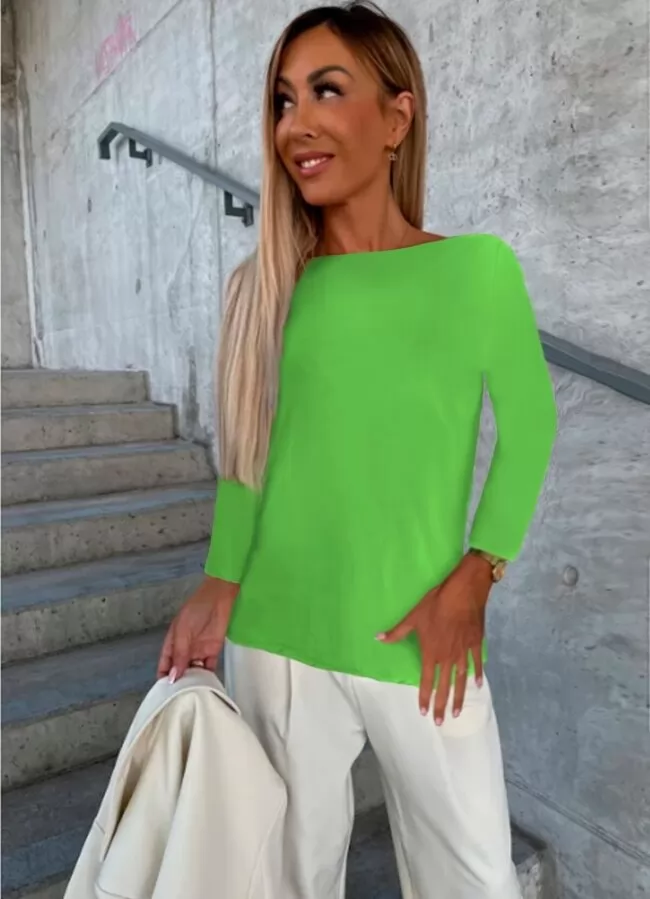Parizianista μπλούζα μακρυμάνικη ελαστική με ιδιαίτερη πλάτη - Πράσινο