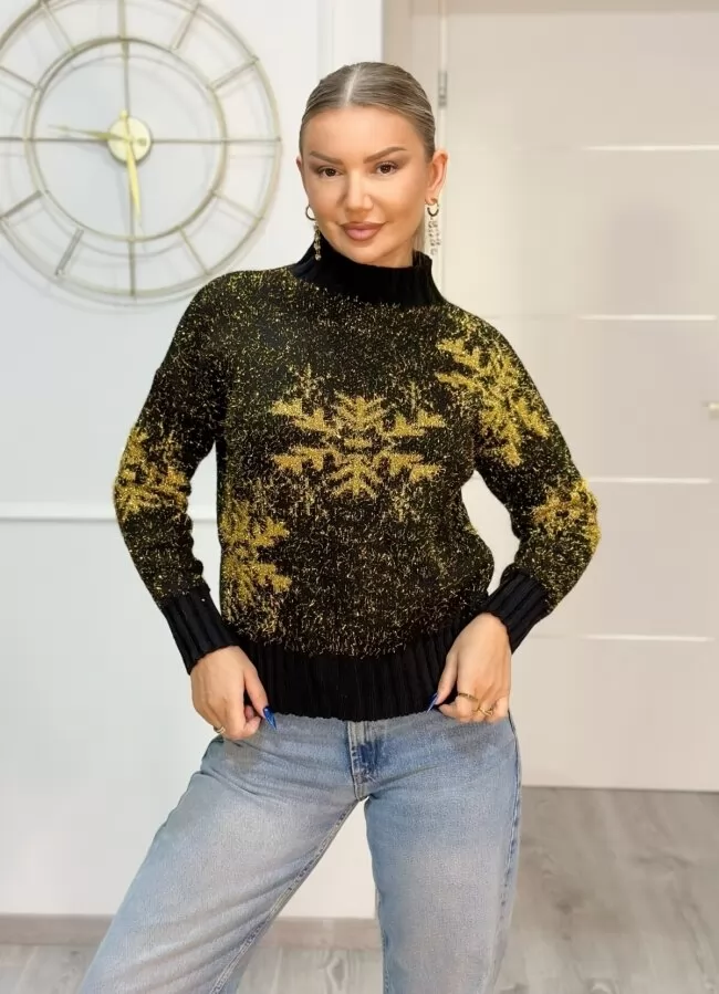 Parizianista μπλούζα πλεκτή ζιβαγκο με lurex σχέδιο - Χρυσό