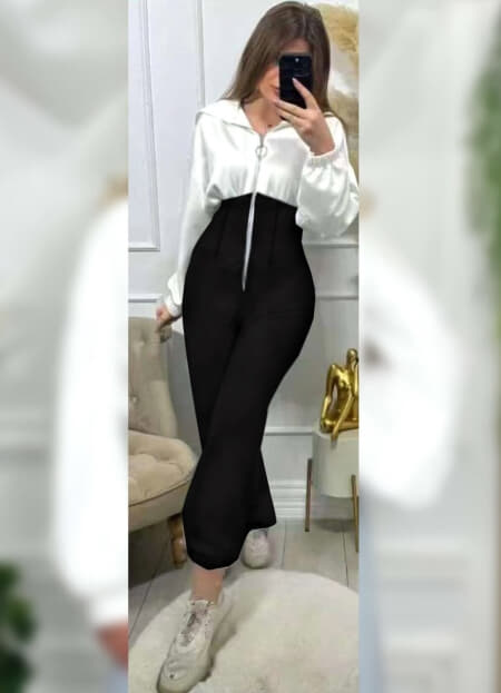 ολόσωμη βαμβακερή  φόρμα με φερμουάρ & κουκούλα