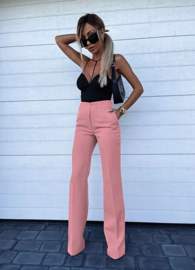 Parizianista παντελόνι υφασμάτινο ψηλόμεσο με τσέπες - Ροζ