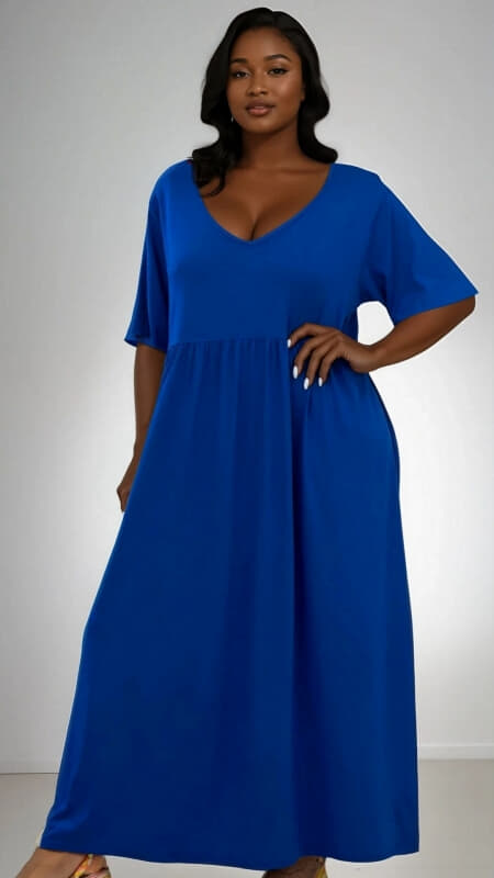 plus size φόρεμα κοντομάνικο ελαστικό βισκοζ