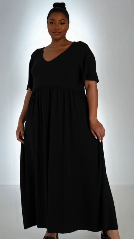 plus size φόρεμα κοντομάνικο ελαστικό βισκοζ