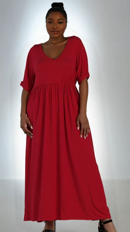 plus size φόρεμα κοντομάνικο ελαστικό βισκοζ