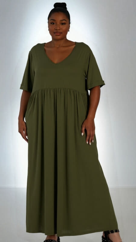 plus size φόρεμα κοντομάνικο ελαστικό βισκοζ