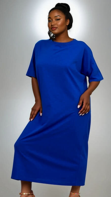 plus size φόρεμα κοντομάνικο με ζώνη