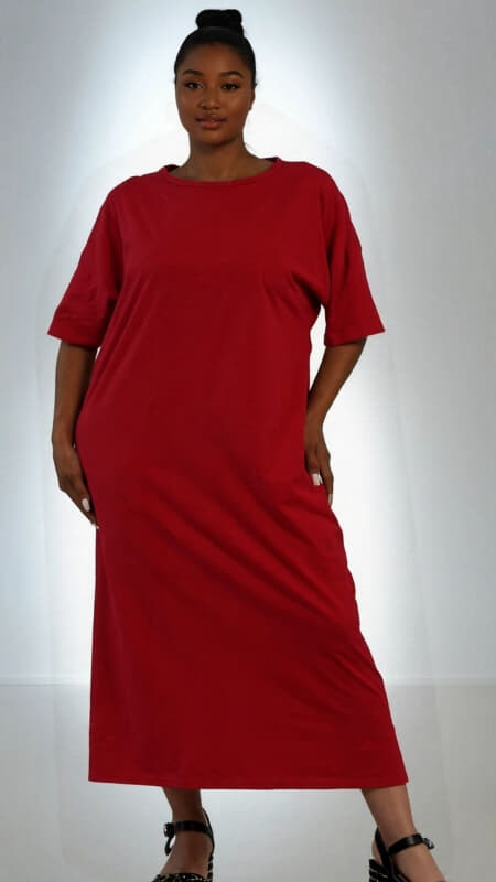 plus size φόρεμα κοντομάνικο με ζώνη