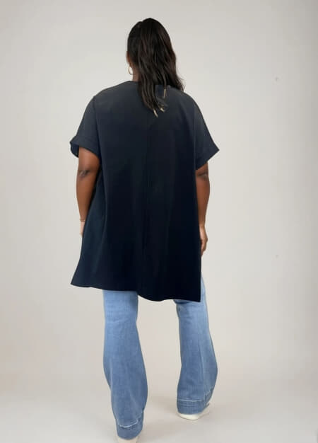 plus size μπλούζα ασύμμετρη με σχέδιο λουλούδι