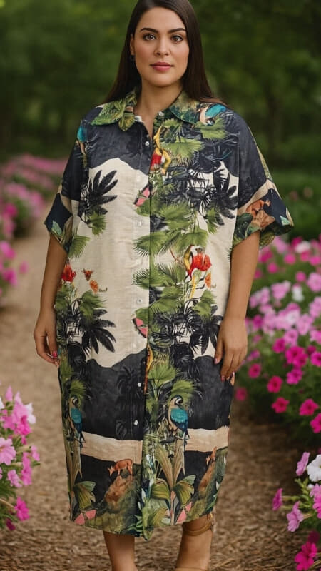 plus size πουκαμισοφόρεμα jungle