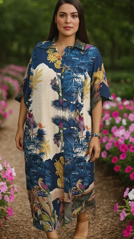 plus size πουκαμισοφόρεμα jungle