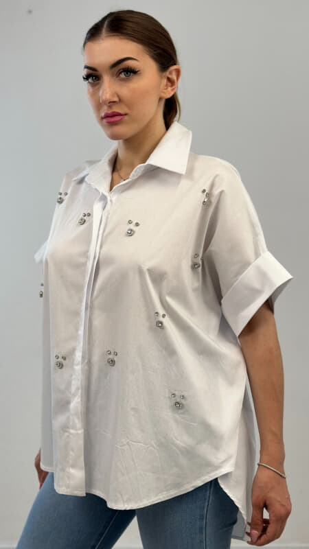 plus size πουκαμίσα με στρας