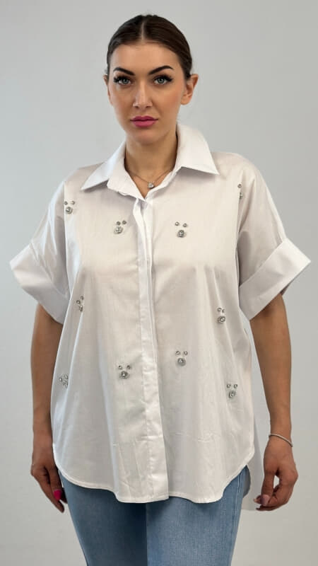 plus size πουκαμίσα με στρας