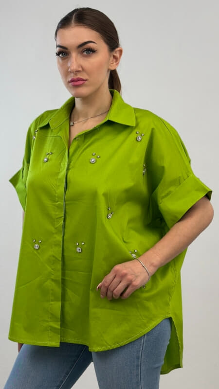 plus size πουκαμίσα με στρας