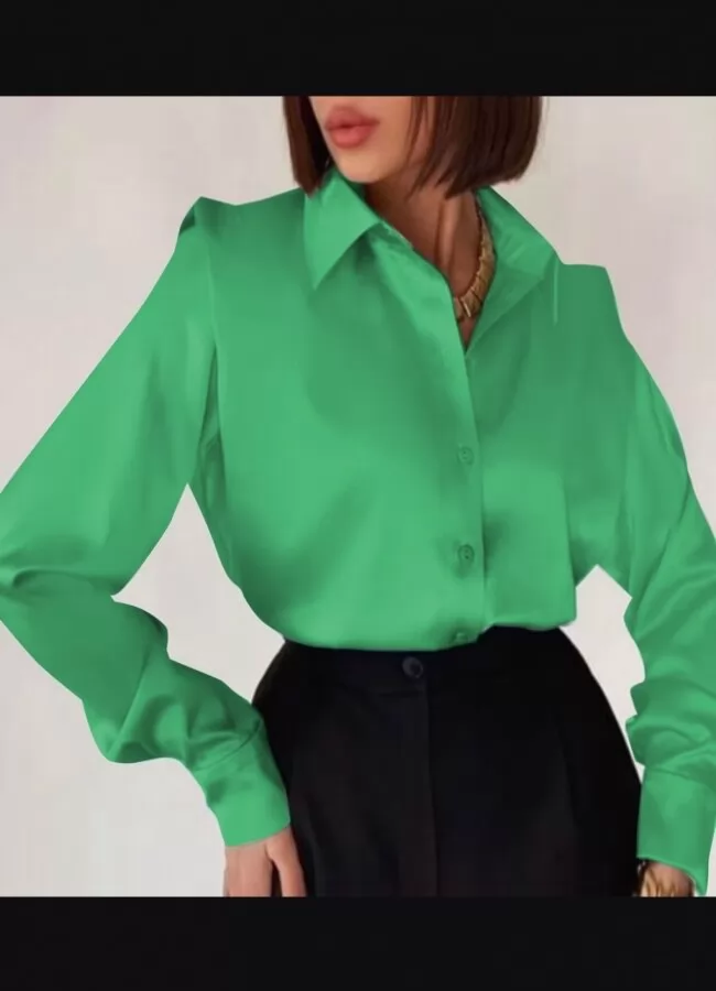 Parizianista πουκάμισο σατινέ με βάτες - Πράσινο