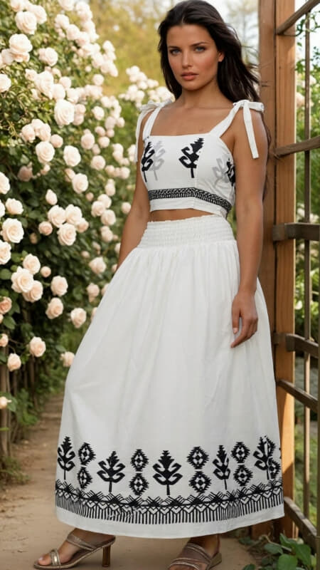 σετ boho maxi φούστα και crop top