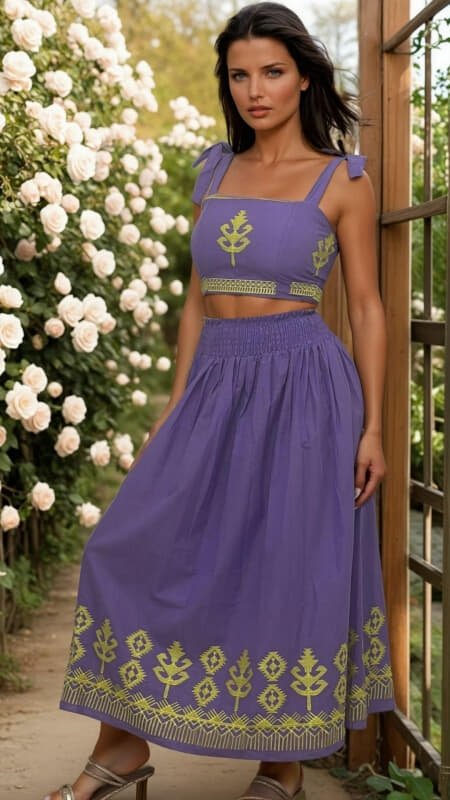 σετ boho maxi φούστα και crop top