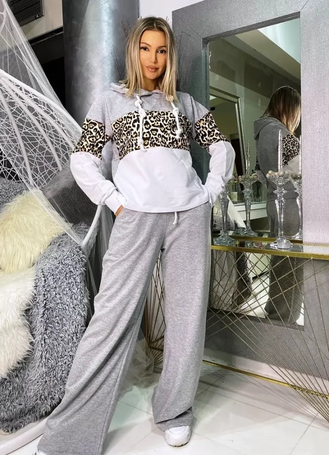 set φούτερ φόρμες με animal print λεπτομέρειες