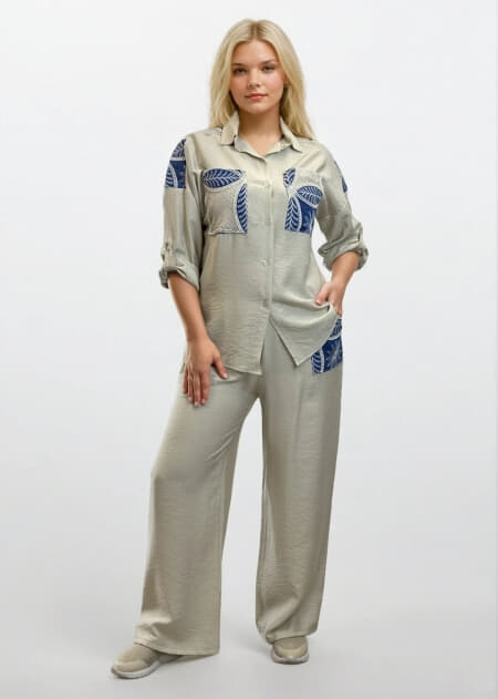 σετ με boho στοιχεία πουκαμίσα & παντελόνα
